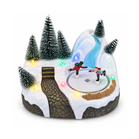 saint joy villaggio di natale luminoso con elemento rotante luci led e musica 3 varianti albero babbo natale bambini 17x14x15 cm ean 8056819080339