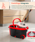 avilia home kit mocio rotante 360 con secchio 14l 46x27x22cm e centrifuga in acciaio include 2 testine in microfibra dosatore sapone e asta telescopica set lavapavimenti universale con ruote e scarico ean 8052879013140