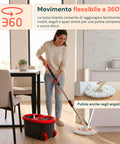 avilia home kit mocio rotante 360 con secchio 14l 46x27x22cm e centrifuga in acciaio include 2 testine in microfibra dosatore sapone e asta telescopica set lavapavimenti universale con ruote e scarico ean 8052879013140