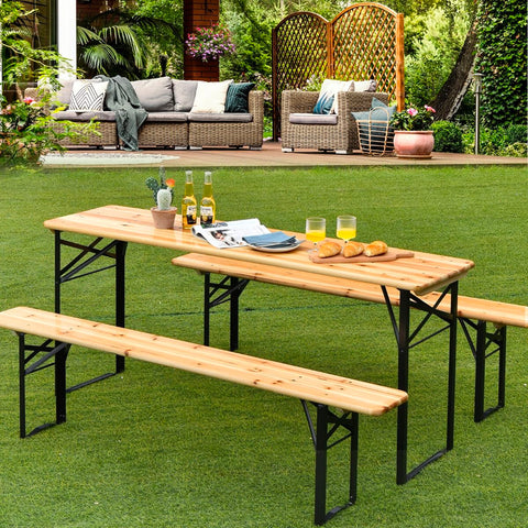 garden friend set birra rettangolare pieghevole in ferro e legno 3 elementi 70x220cm verde ean 8023755029272
