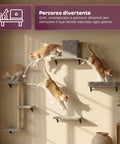 puppy lovers parco giochi verticale da parete per gatti percorso a muro in legno multistrato e sisal naturale parete attrezzata salvaspazio con rivestimento morbido ean 8054806950856