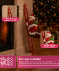 saint joy babbo natale sulla scala animato con musica decorazione h72 cm ean 8050043127938
