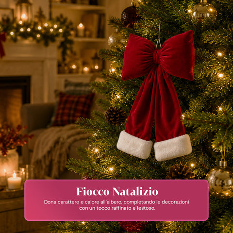 saint joy fiocco albero di natale in velluto rosso con doppia coda 2 misure ean 8050043128515