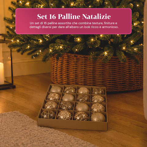 saint joy palline di natale set 16 pezzi assortiti a6 cm oro o argento ean 8050043128249
