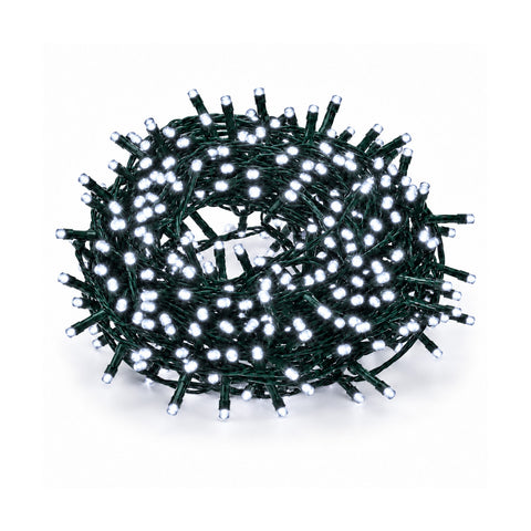 saint joy catena luminosa 180 led programmabile per interno esterno luci di natale con 8 giochi luce 7 colori disponibili cavo verde e trasformatore incluso ean 8056819081411
