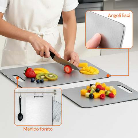 avilia home set 3 taglieri bifacciali varie dimensioniin acciaio inox antiruggine ean 8052879011498