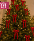 saint joy fiocchi per albero di natale in velluto rosso set 12 10x21 cm ean 8050043128492