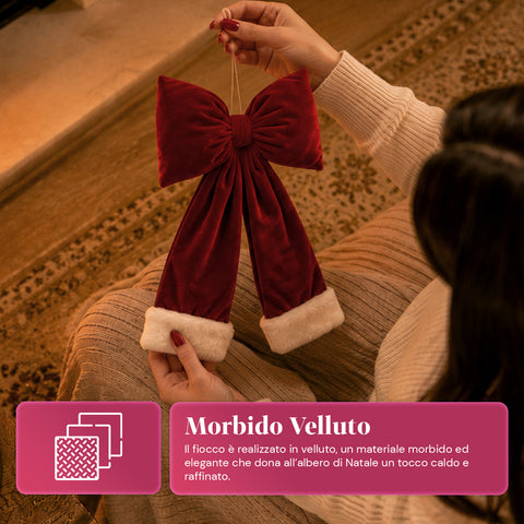 saint joy fiocco albero di natale in velluto rosso con doppia coda 2 misure ean 8050043128515