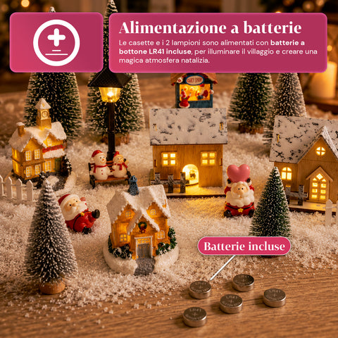saint joy villaggio natalizio 30 pezzi in resina con casette luminose e neve ean 8050043127969