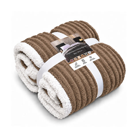 avilia home coperta plaid sherpa 180x200 cm in flanella a righe con retro bianco per letto divano o viaggio disponibile in sei colori ean 8056819082319