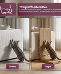puppy lovers tiragraffi per gatti a forma di l altezza 68 cm graffiatoio in carta ondulata resistente e legno mdf design salvaspazio con gioco a pallina integrato ean 8054806950528