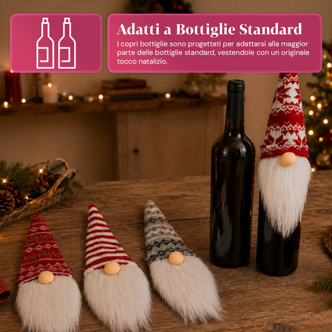 saint joy copribottiglia natalizio gnomi set 4 pezzi con cappello in lana ean 8050043127945
