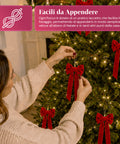 saint joy fiocchi per albero di natale in velluto rosso set 12 10x21 cm ean 8050043128492