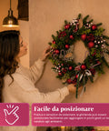 saint joy ghirlanda natalizia a55 cm con pigne e bacche rosse rami modellabili ean 8050043128508