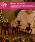 saint joy renne natalizie in velluto rosso set 3 pezzi decorazione da tavolo ean 8050043128300