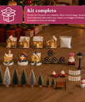 saint joy villaggio natalizio 30 pezzi in resina con casette luminose e neve ean 8050043127969