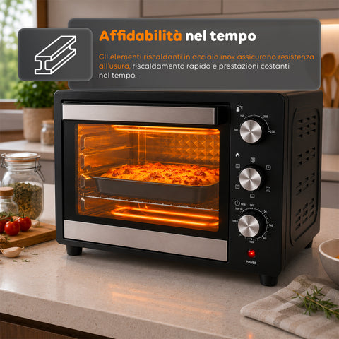 wintem forno elettrico da banco 45 litri ventilato con timer e doppio vetro 1800w con accessori ean 8056819078572