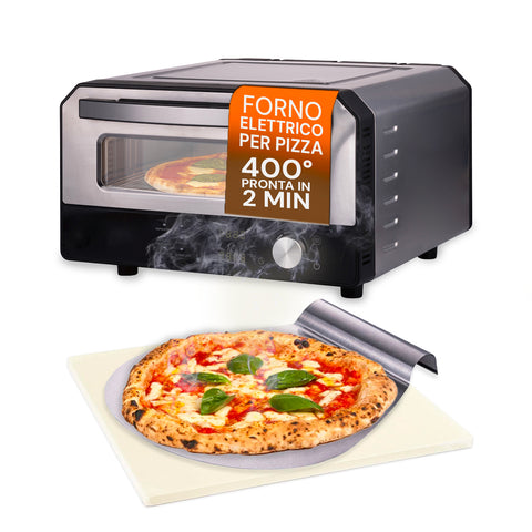 Elektryczny piec do pizzy z kamieniem szamotowym i stalową łopatą 33x26cm