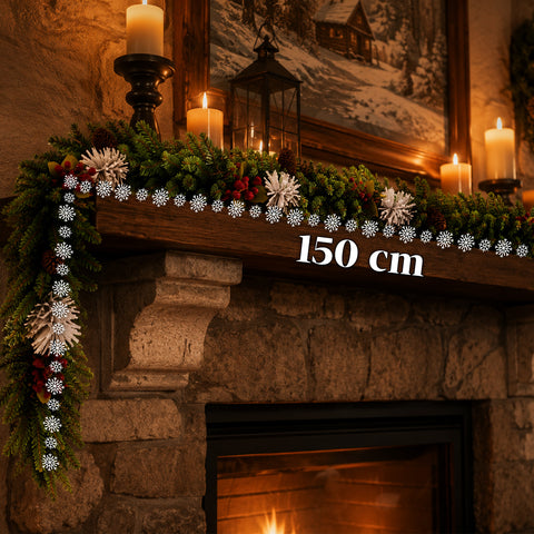 saint joy festone natalizio 150 cm con pigne e bacche rosse rami modellabili ean 8050043127976
