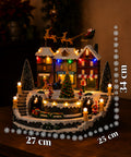 saint joy villaggio natalizio luminoso xmas town a batteria con luci led musica albero rotante trenino in movimento e slitta di babbo natale 27x25x34 cm ean 8050043127693