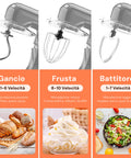 Avilia Impastatrice Planetaria 1500W Ciotola Inox 5L 10 Velocità con Ricettario, Accessori e Funzione Pulse Silver Ean-8056819047578