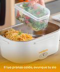 Lunch Box Wintem Lunchy+ in uso con contenitore pasta e insalata separati, perfetto per pasti completi caldi ovunque