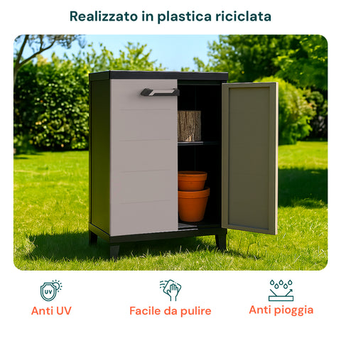Mobile Basso Prime in Plastica Antiumidità 66x40x88 cm per Spazi Ristretti