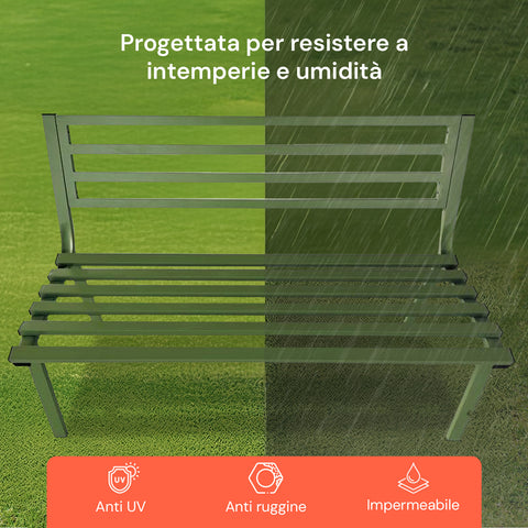 Panca Montecarlo Verde In Acciaio Verniciato Con Design Moderno