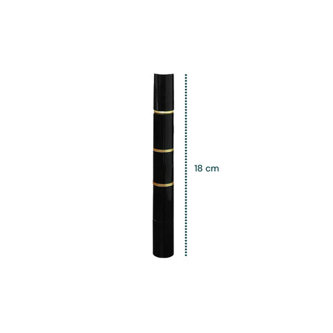 Pennello makeup multiuso nero con dettagli dorati, dimensioni 18 cm, strumento professionale per trucco preciso e dettagliato
