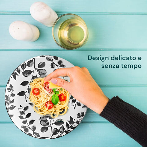 Servizio Piatti 18 Pezzi In Porcellana Decoro Botanic Per 6 Posti Tavola