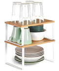 Avilia Set 2 Ripiani in Bambù con Struttura in Metallo Effetto Legno Design Moderno Salvaspazio e Multiuso Ean 8056819050103