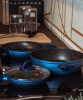 Avilia Padelle Antiaderenti Gaia Alluminio Blu con Fondo a Induzione Set 3 Pezzi con Manico Ergonomico Ean-8056819042856