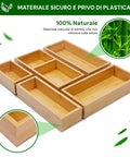 Avilia Set 5 Organizer Contenitori in Bambù Modulabili Salvaspazio Multiuso per Casa e Cucina Ean 8056819050134
