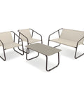 Set Nizza Salotto Con Tavolo In Vetro Divano E 2 Poltrone In Textilene Beige