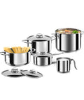 Set pentole 9 pezzi acciaio inox 18/10 La Divina con casseruole, pentole e bollilatte per induzione
