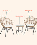 Set Fiji Salotto Con Tavolino In Vetro E 2 Sedie In Polyrattan