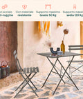 Set Koby Salotto Con Tavolo E 2 Sedie Pieghevoli In Metallo Antracite