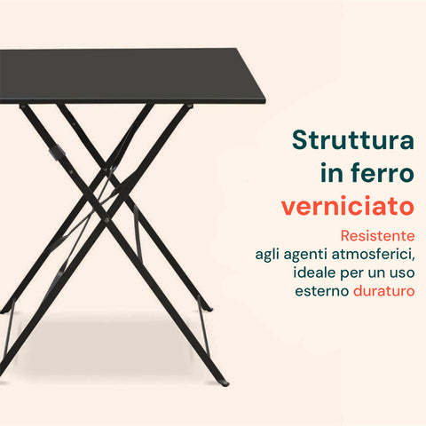 Set Koby Salotto Con Tavolo E 2 Sedie Pieghevoli In Metallo Antracite