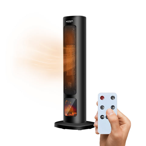 Ceramiczny termowentylator 2000W z pilotem, timerem 12 h i efektem płomienia