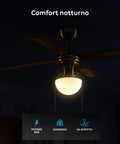Ventilatore per comfort notturno con potenza 60W silenzioso da soffitto, illuminazione calda perfetta per la notte