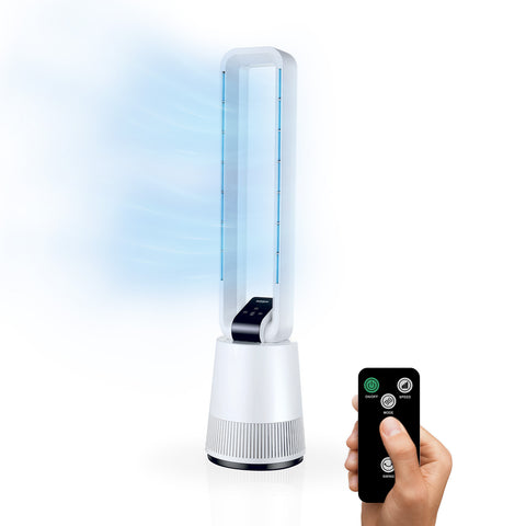 Nowoczesny klimatyzer bez łopatek 50 W z 3 prędkościami, oscylacją i pilotem