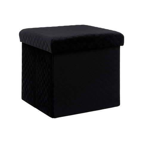 Pouf Pieghevole In Velluto Nero 31x31cm
