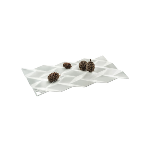 Centrotavola In Acciaio Inox Bianco 38x23,5cm