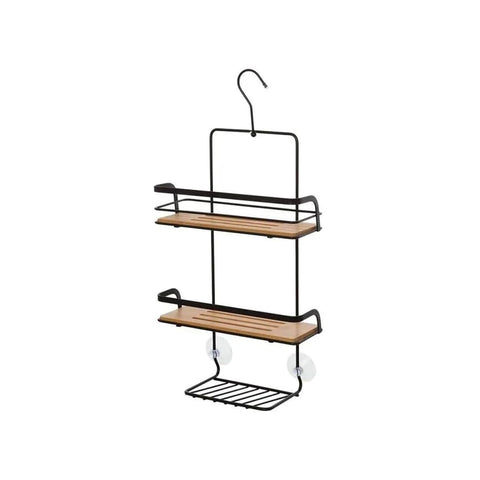 immagine-1-feridras-mensola-con-gancio-da-doccia-a-3-ripiani-in-bambu-in-acciaio-nero-26x55x10cm-ean-8056471564017