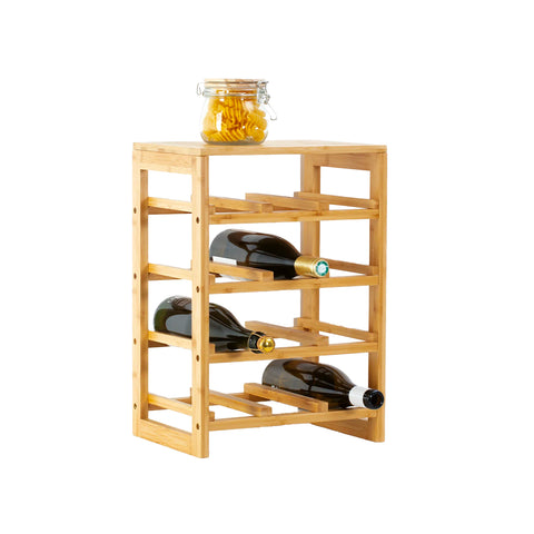 Scaffale Portabottiglie in Bamboo Naturale per 12 Bottiglie
