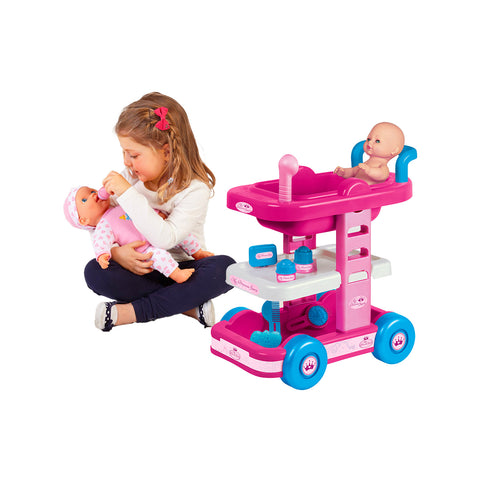 My Princess, wózek z 7 elementami, wysokość 48 cm, wanienka, trolley dla dziewczynek