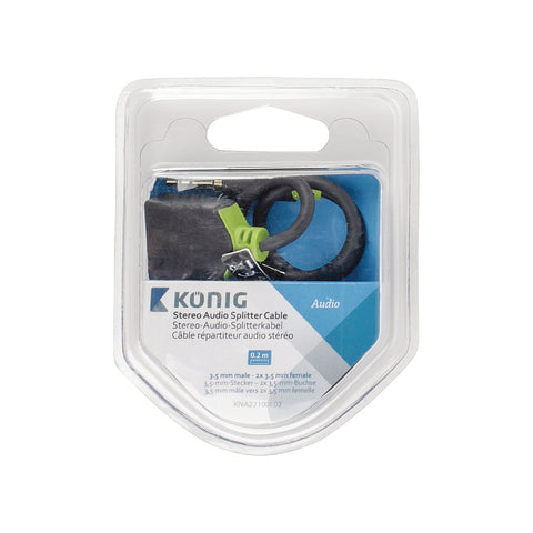 Kabel audio M 3,5 mm – 2× 3,5 mm F 0,20m