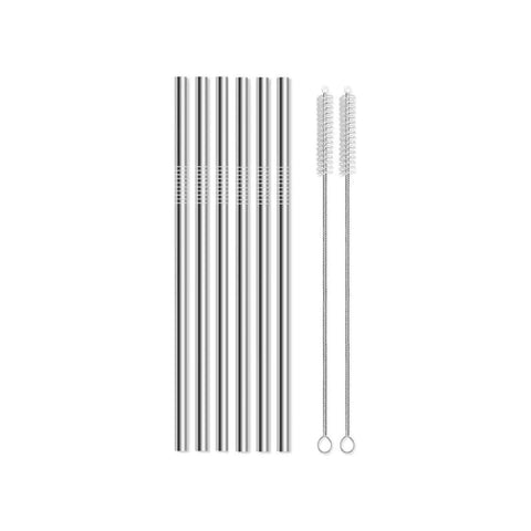 Set 8 Cannucce Per Bibite In Metallo Con Spazzolino Per Lavaggio 23cm