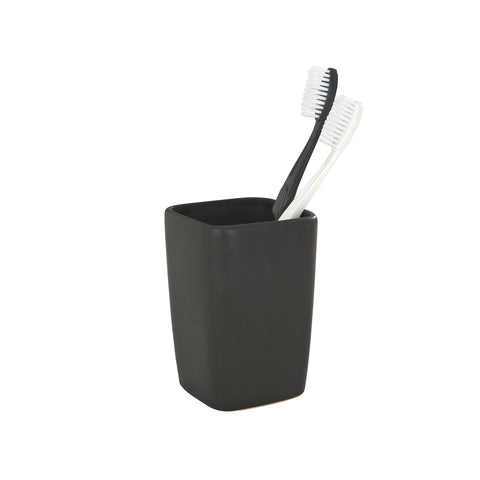 Bicchiere Porta Spazzolino In Ceramica Nero