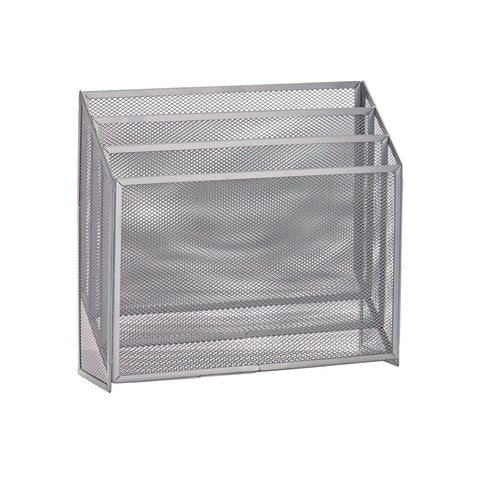 Srebrny metalowy stojak na czasopisma 32x9x29,5cm